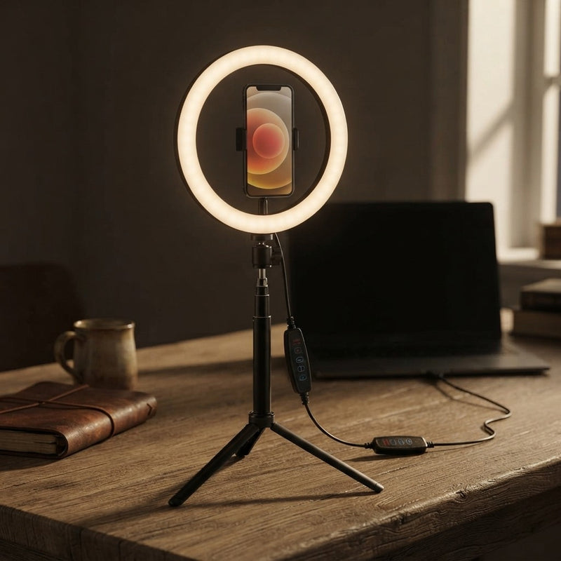 Compatible with Apple, 10 LED Ring Light Lamp Phone Selfie Camera Studio Video Dimmable Tripod Stand